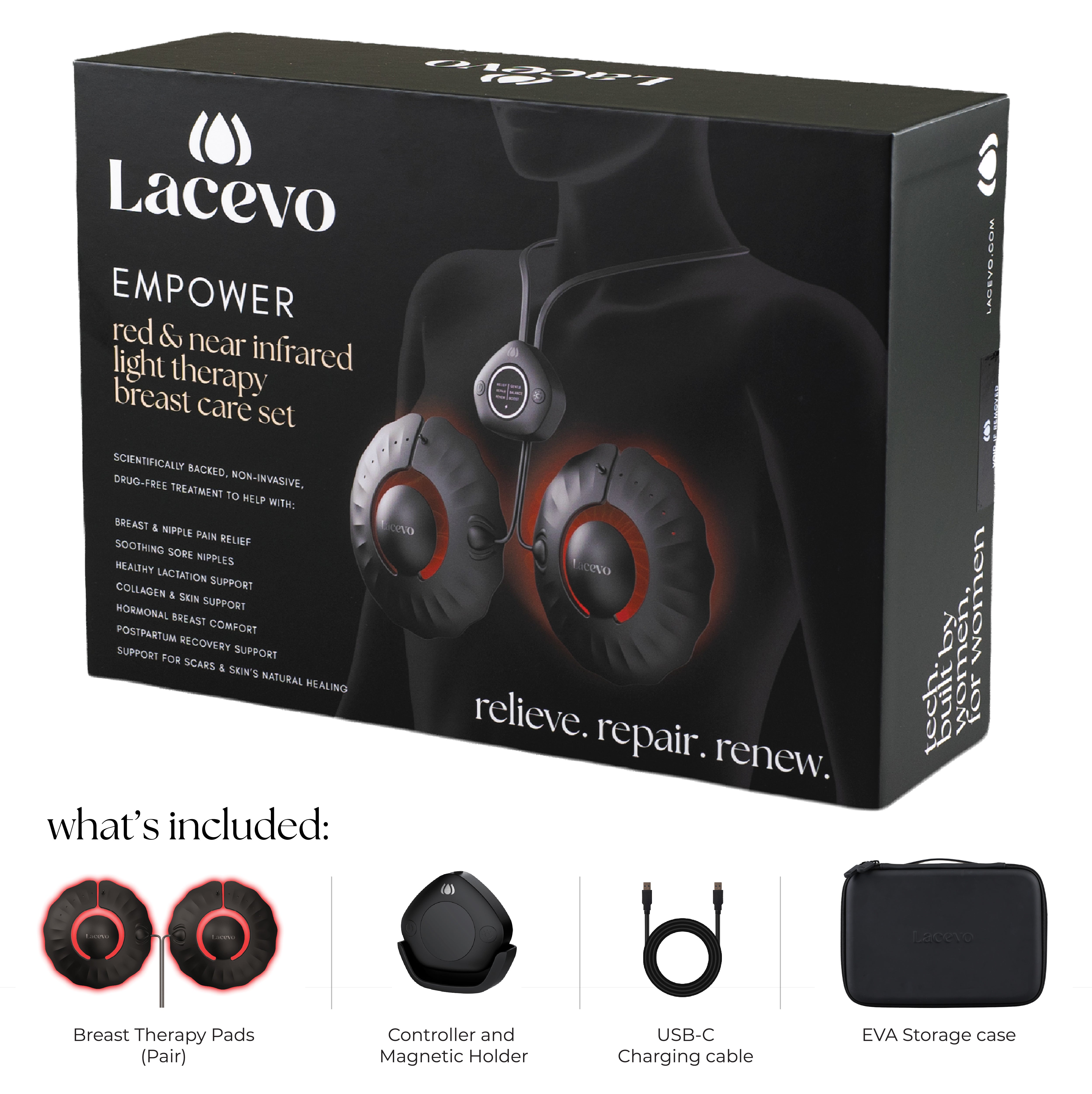 LACEVO Empower Red and Near Infrared Light Therapy Breast Care Set